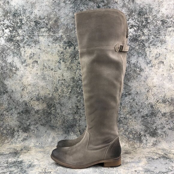 Diba True Women's Size 7 Rainy Nights Grey Suede Partial Side Zip Tall OTK Boots - Picture 3 of 14